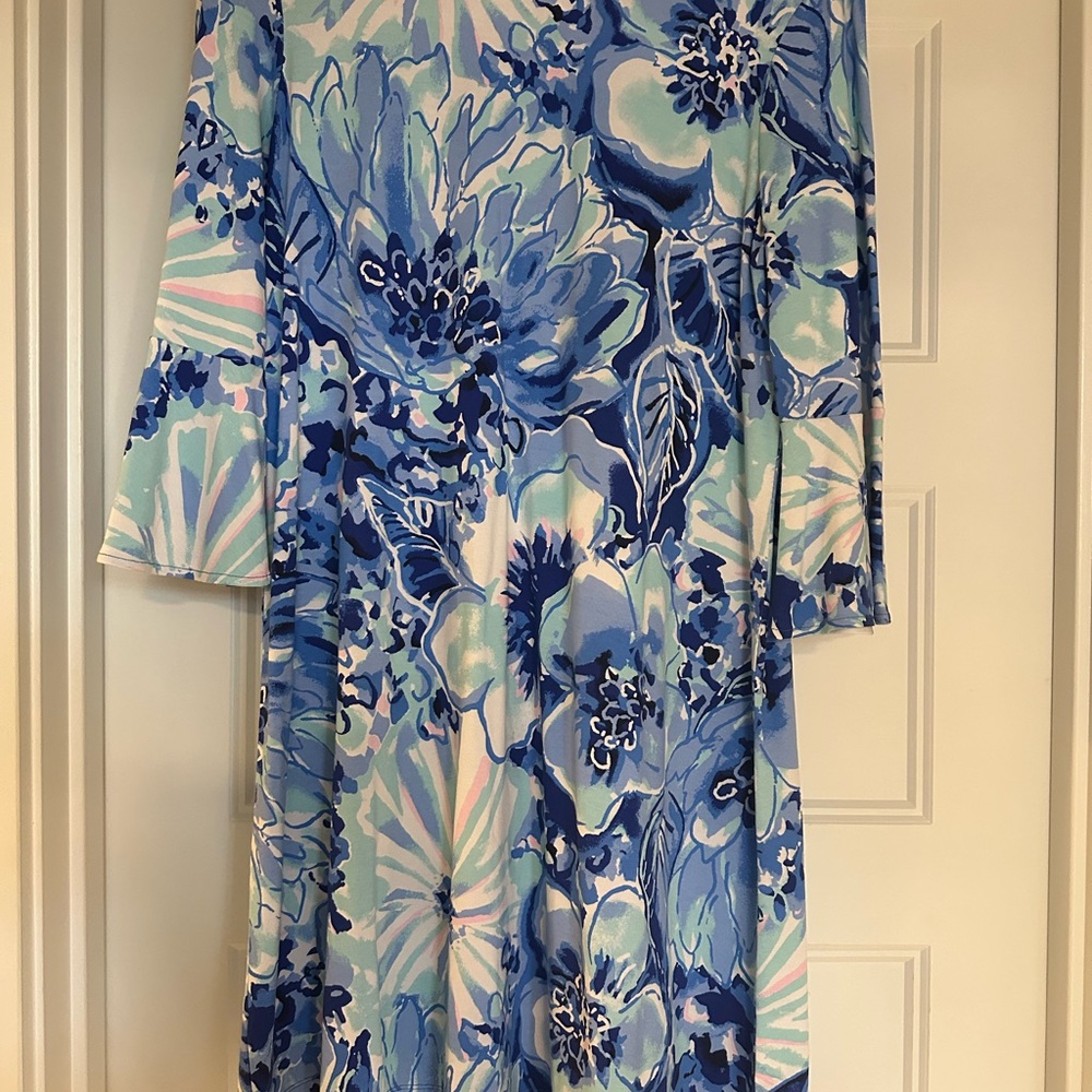 Lilly Pulitzer Blue and Green 3/4 Sleeve Sundress for Resort Wear